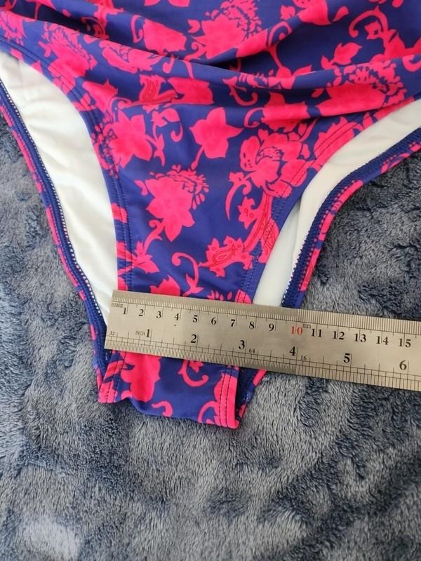 CUPSHE Women’s Blue/Fushsia Floral Print Lace-Up One-Piece Swimsuit Size Medium