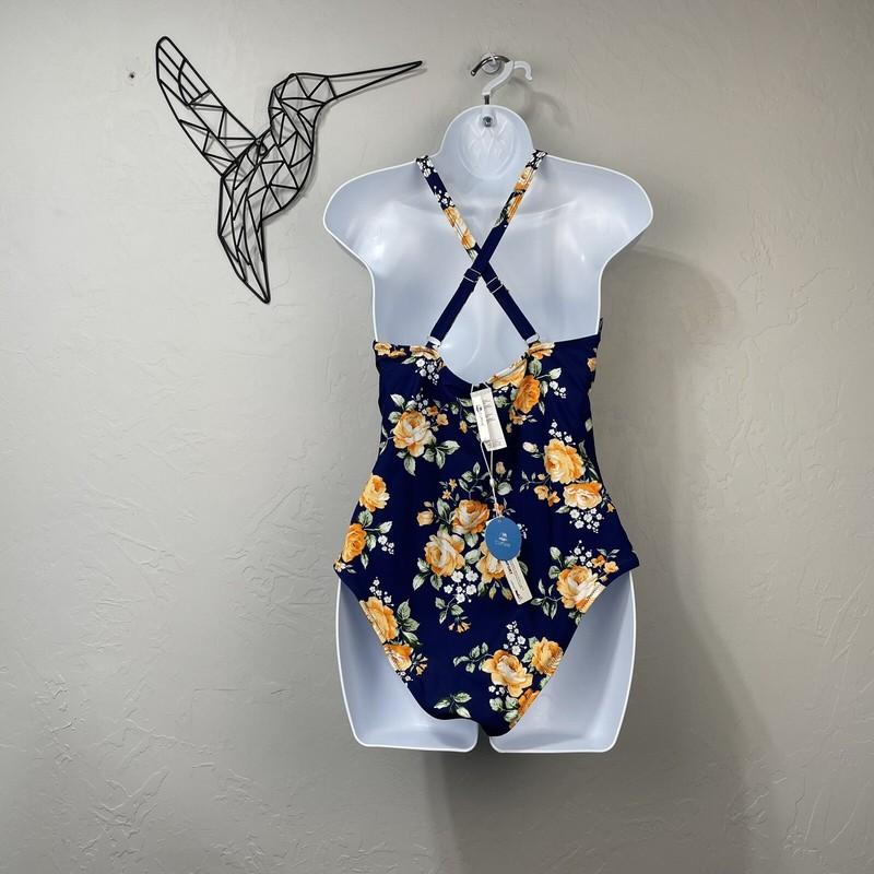 CUPSHE Women Sz L One Piece Swimsuit Key Hole Neck Floral Adjustable Straps
