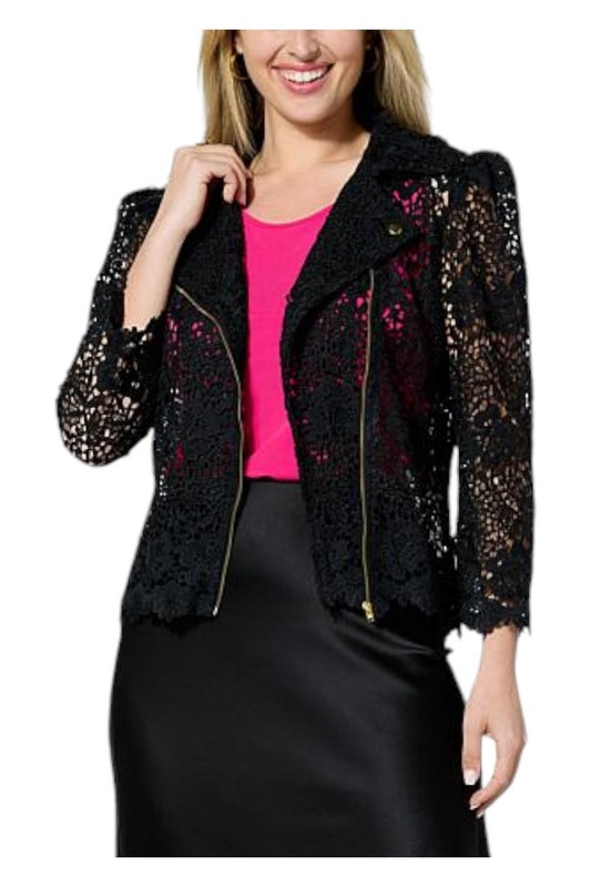 Curations x Amy Morrison Women's Lace Moto Jacket Black