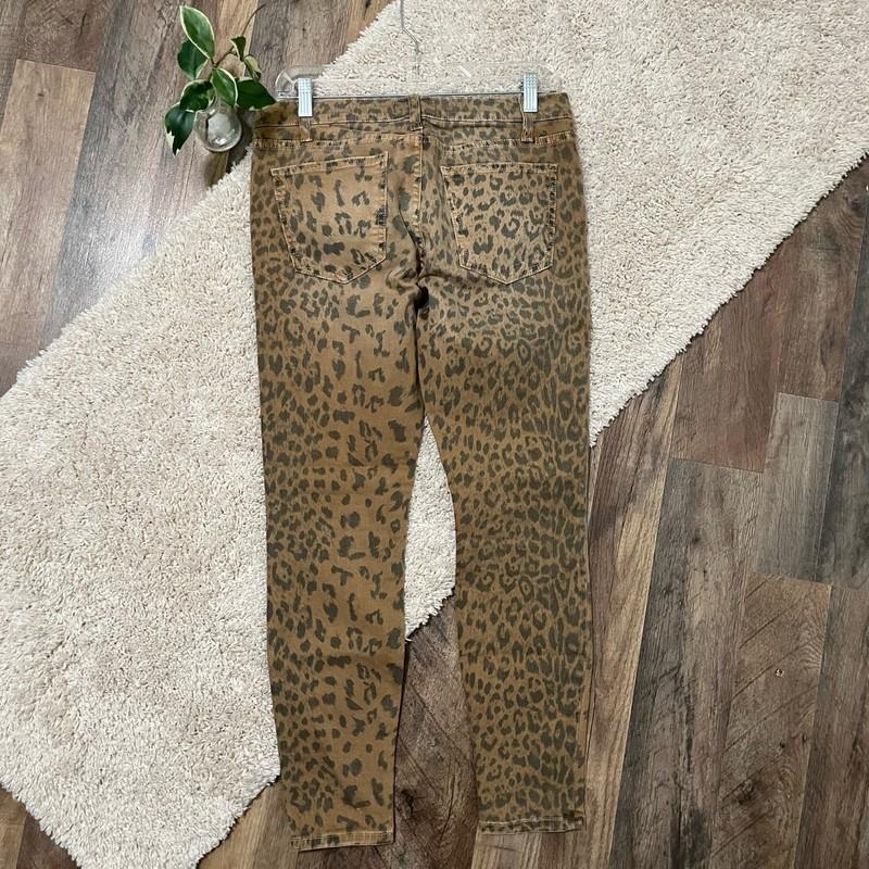 Current/Elliot Size 27 Camel Leopard The Stiletto Skinny Ankle Low Rise Jeans