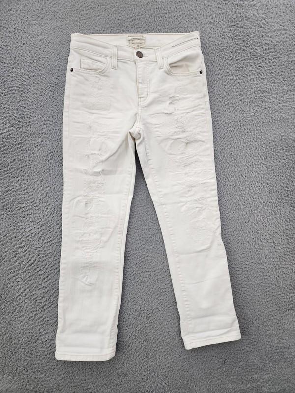 Current Elliott Jeans Womens 25 White Straight High Waist Distressed Denim