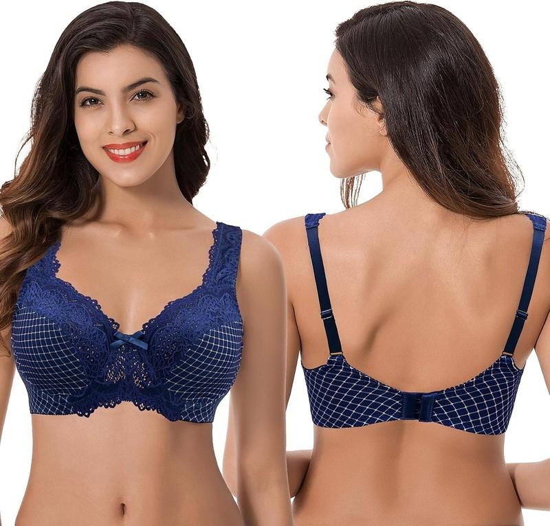 Curve Muse Women's Minimizer Unlined / Unpadded Underwire Bra 36DDD 2-Pack