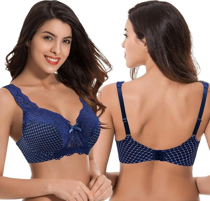 Curve Muse Women's Minimizer Unlined / Unpadded Underwire Bra 36DDD 2-Pack