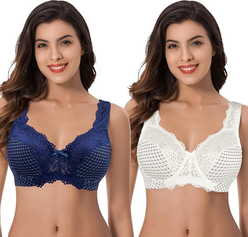 Curve Muse Women's Minimizer Unlined / Unpadded Underwire Bra 38DDD 2-Pack