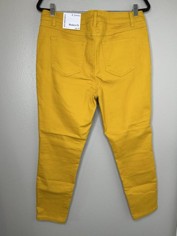 D.Jeans High Waist Women Pants Size 14 Ankle Mustard