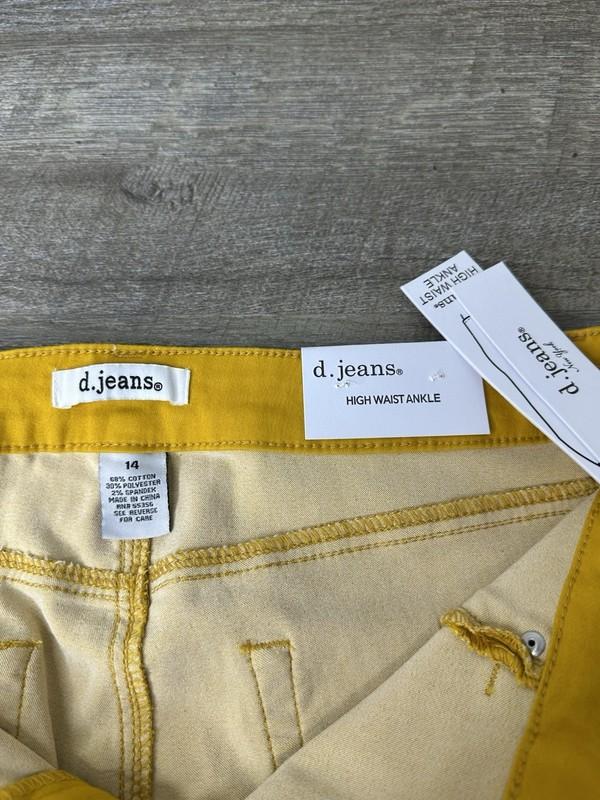 D.Jeans High Waist Women Pants Size 14 Ankle Mustard
