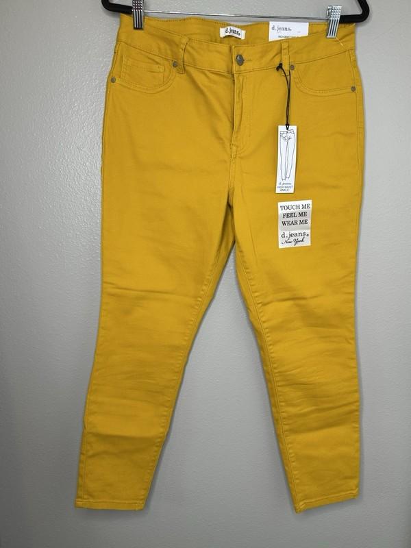 D.Jeans High Waist Women Pants Size 14 Ankle Mustard