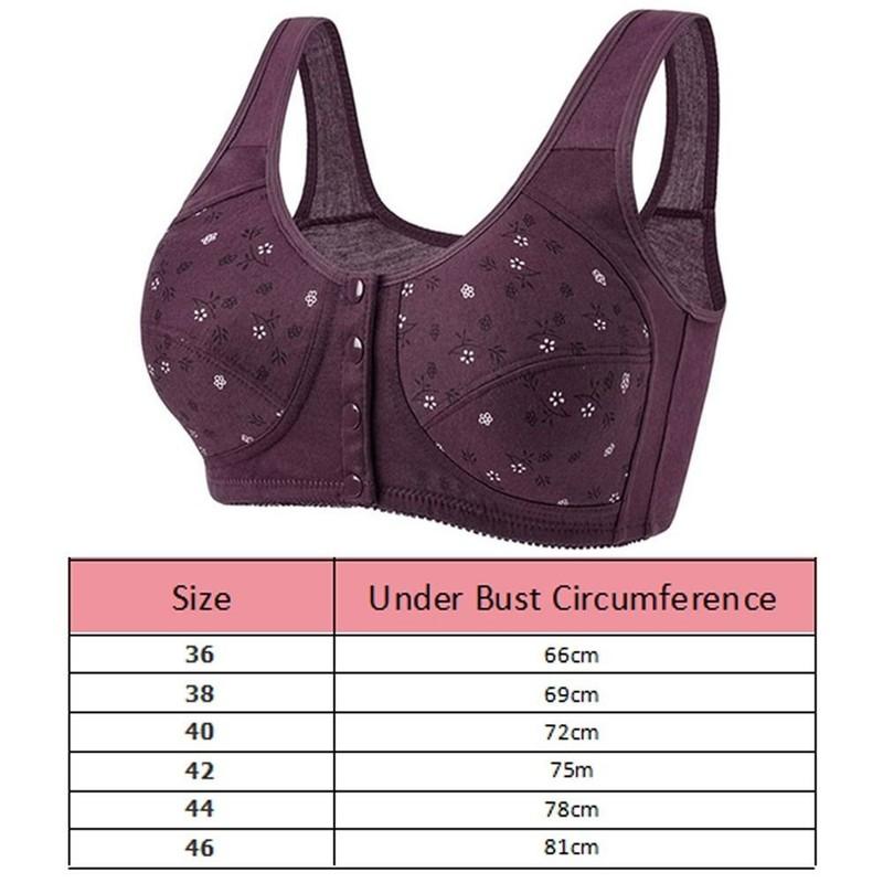 Daisy Bras For Older Women Front Close Button Cotton Bras Full Support Wide Back