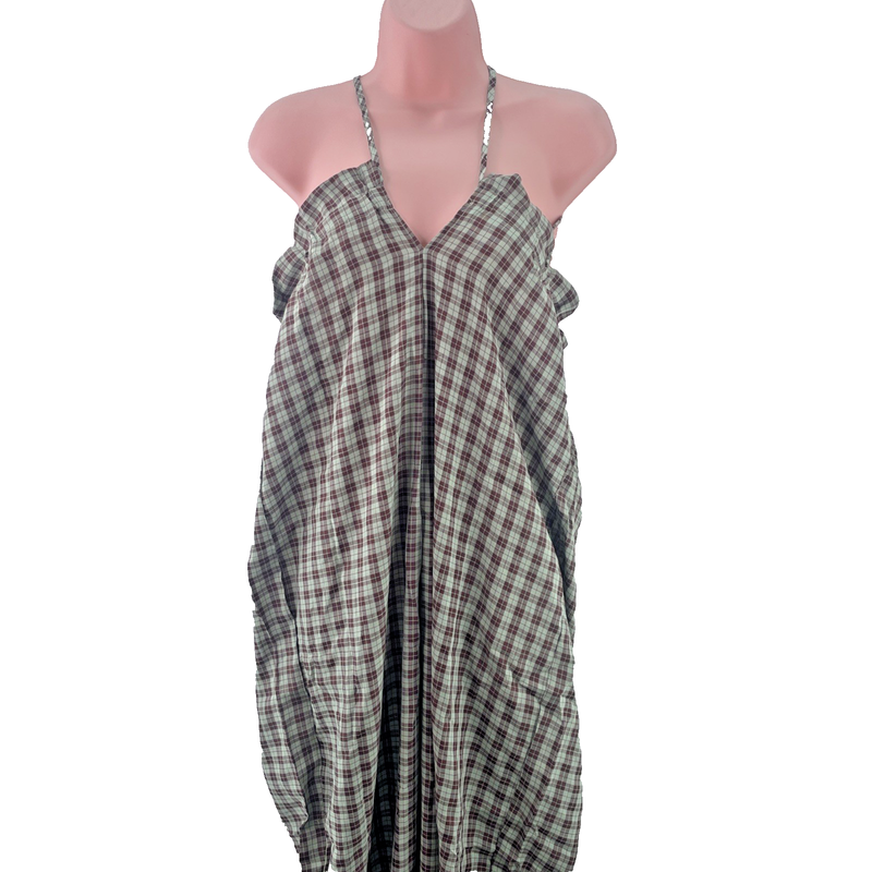 Daisy Street Strappy Jumpsuit Relaxed Fit Size UK 12 Grunge Check Print