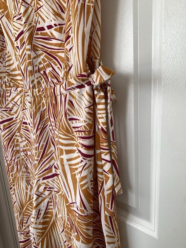 Dalia Palm Tropical Print Wide Leg Jumpsuit Sz 12 Cropped Romper Beach Resort