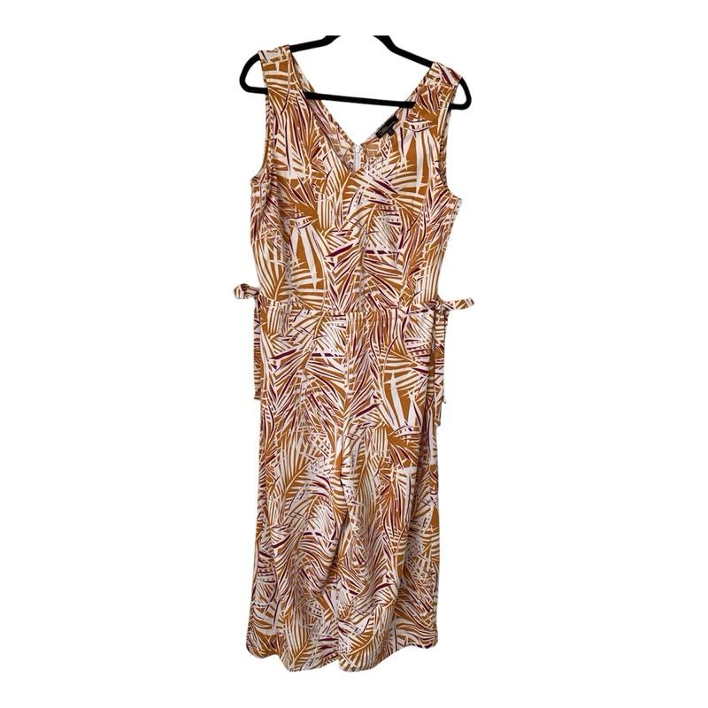 Dalia Palm Tropical Print Wide Leg Jumpsuit Sz 12 Cropped Romper Beach Resort