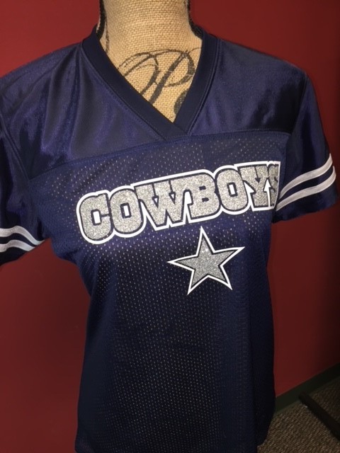 Dallas Cowboys Women's Glitter Football Jersey