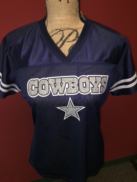 Dallas Cowboys Women's Glitter Football Jersey Dallas Cowboys Women's Glitter Football Jersey