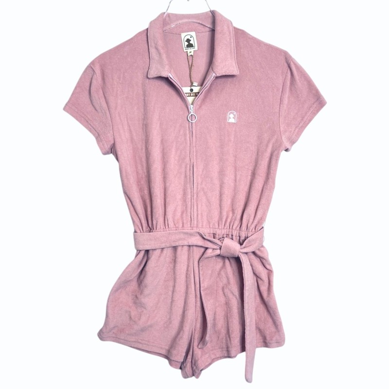 Dandy Del Mar Tropez Romper Womens M Pink Rose Front Zipper Terry Playsuit