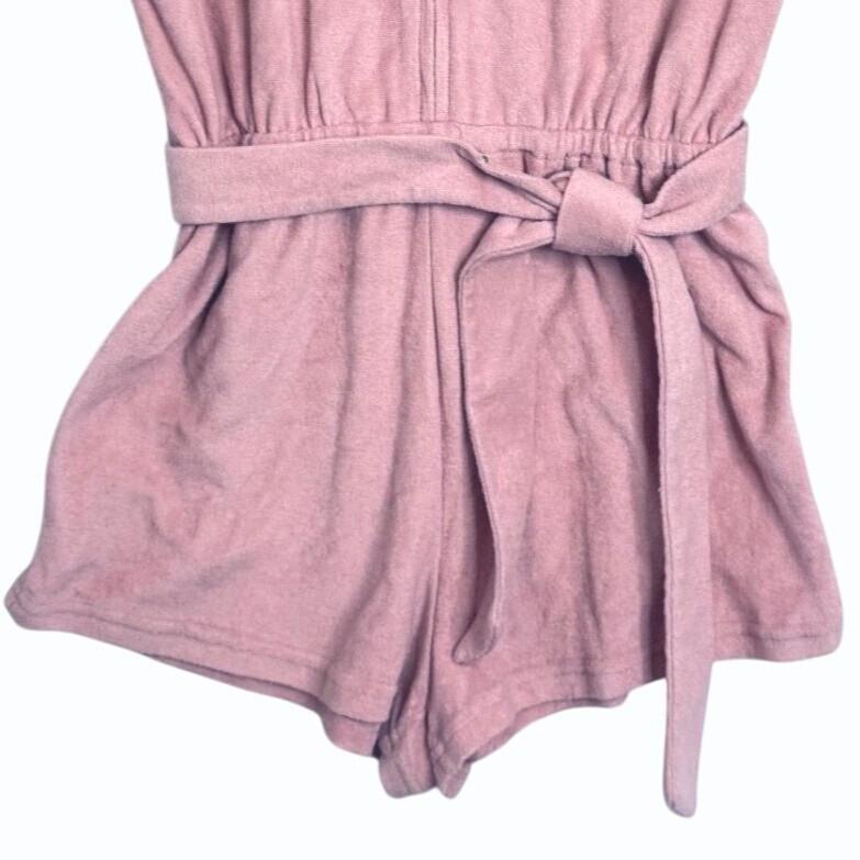 Dandy Del Mar Tropez Romper Womens M Pink Rose Front Zipper Terry Playsuit