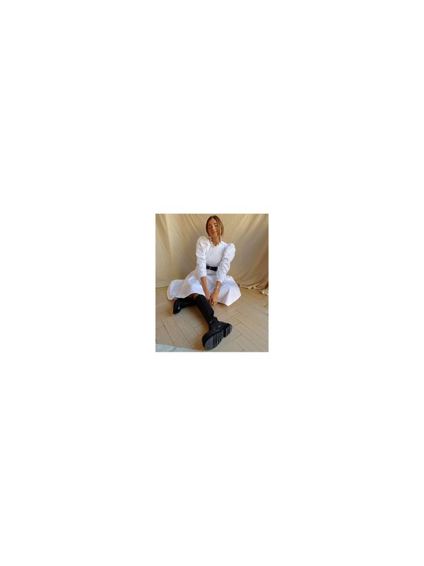 DANIELLE BERNSTEIN Womens Long Sleeve Mock Below The Knee A-Line Dress