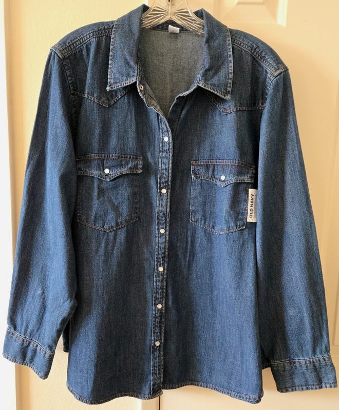 Dark Wash Blue Cotton Denim Pearl Button Cowboy Cut Western Shirt 3XL XXXL 3X
