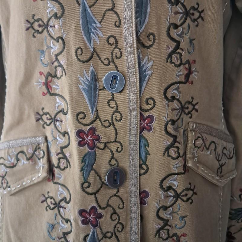 DB Sport Floral Embroidered Knee Length Coat Women's Large