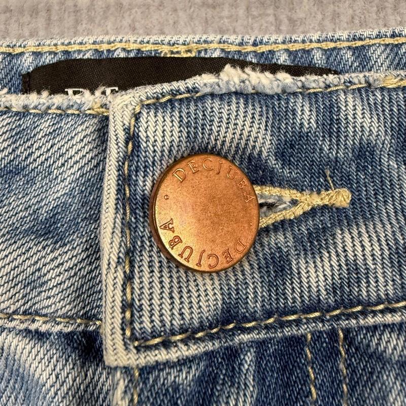 Decjuba Jeans Womens 8 Blue Denim Raw Hem Distressed High Waist
