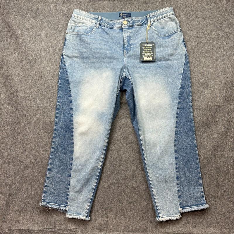 Democracy Ab Solution Spliced Straight Leg Jeans Women's Size 22W Step Fray NWT