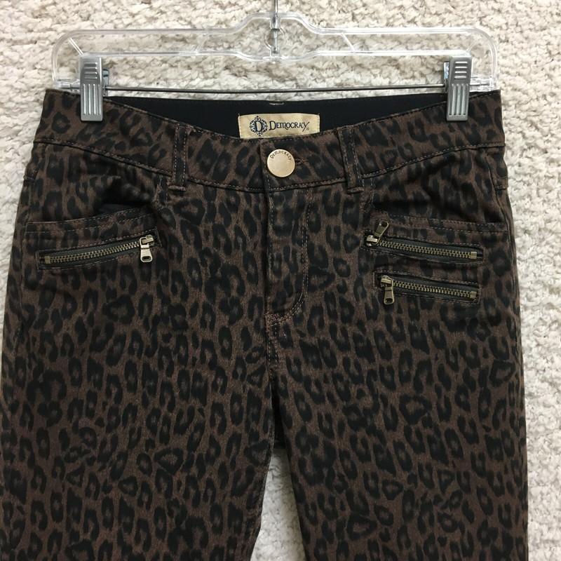 Democracy Jeans 2 Womens Brown Leopard Denim Skinny Mid Rise Ab Solution Stretch