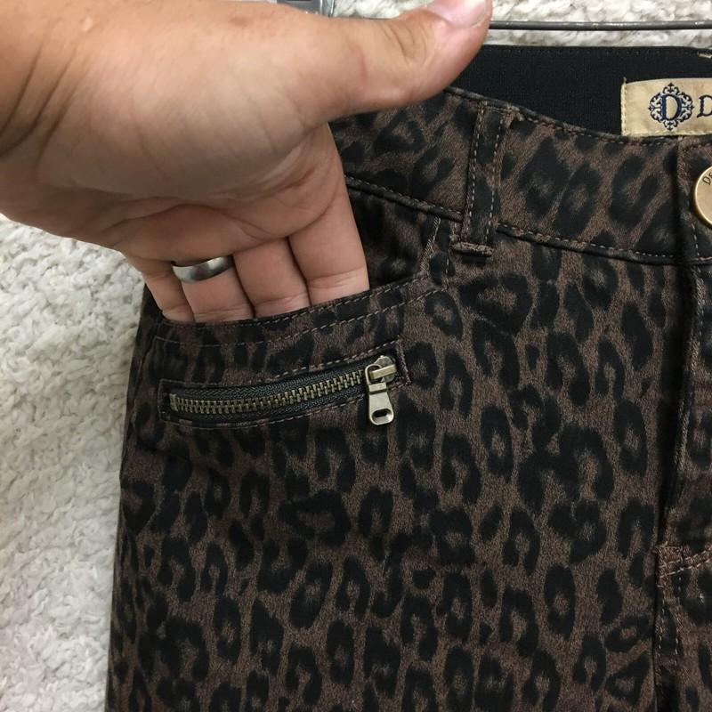 Democracy Jeans 2 Womens Brown Leopard Denim Skinny Mid Rise Ab Solution Stretch