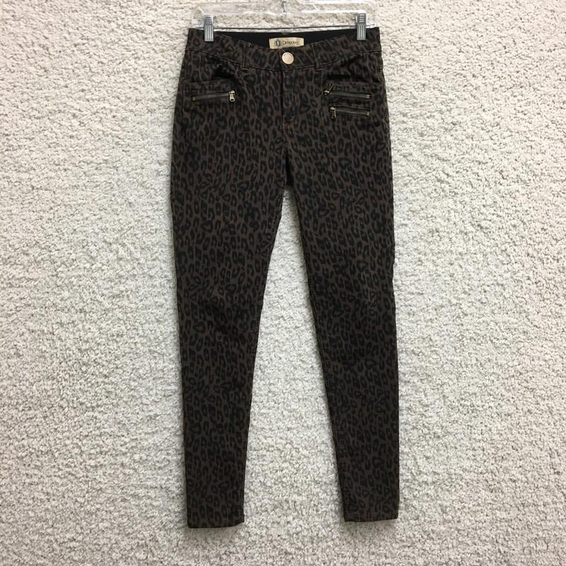 Democracy Jeans 2 Womens Brown Leopard Denim Skinny Mid Rise Ab Solution Stretch