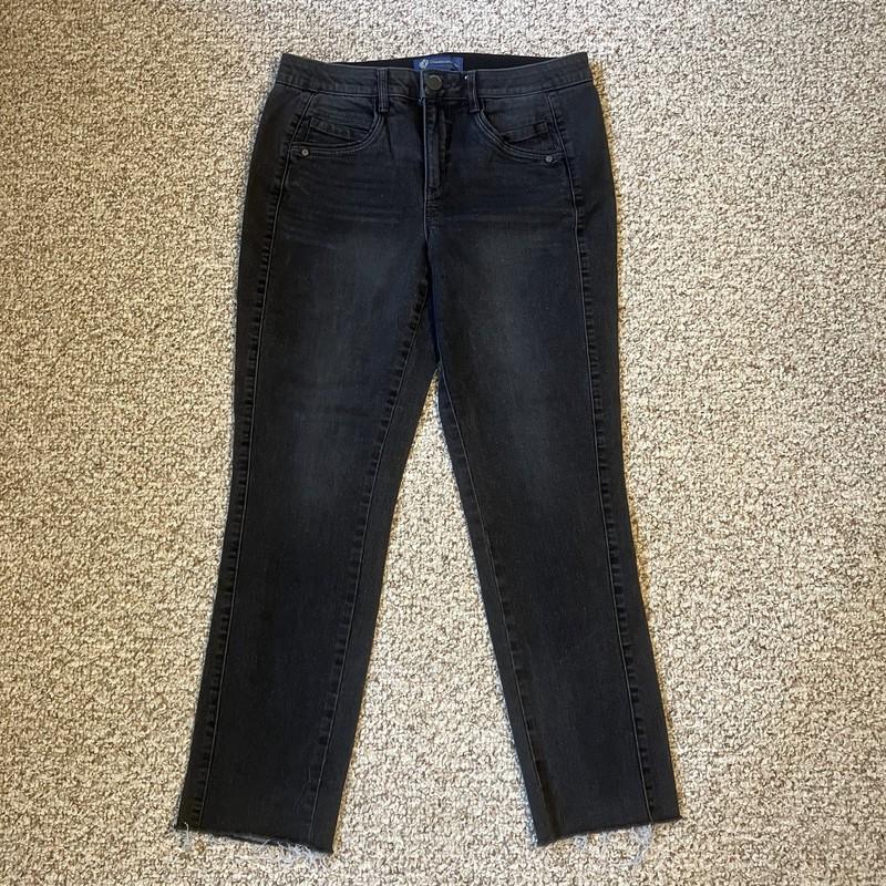 Democracy Women Absolution Denim Jeans Size 8 Stretch Black Glitter Sparkle Fray