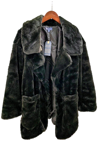 Democracy Women's Faux Fur Jacket w Patch Pockets Black
