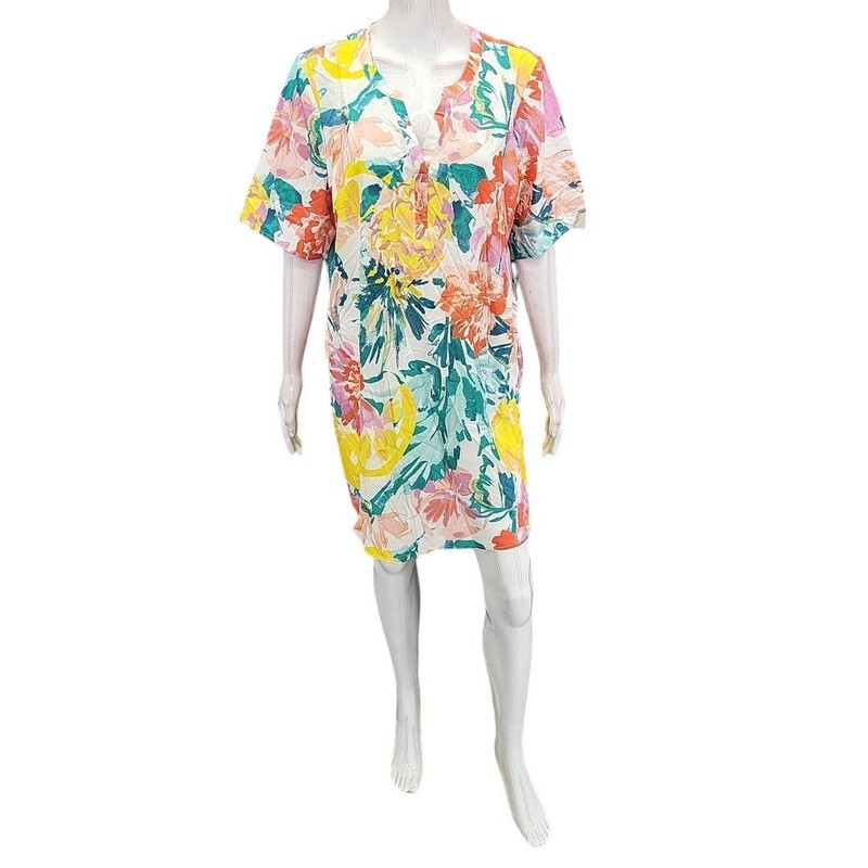 Denim Co Beach Womens Printed Quick Dry Woven Summer Cover Up Dress Large Size