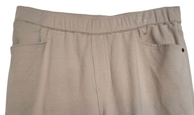 Denim & Co. Comfy Knit Denim Slim Leg 5-Pocket Ankle Jeans Khaki Tan Size 8