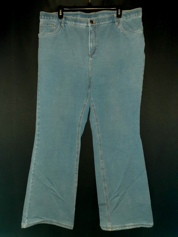 DENIM & CO Plus Size 20W Knit Pants Jeans Blue Stretch Boot Cut