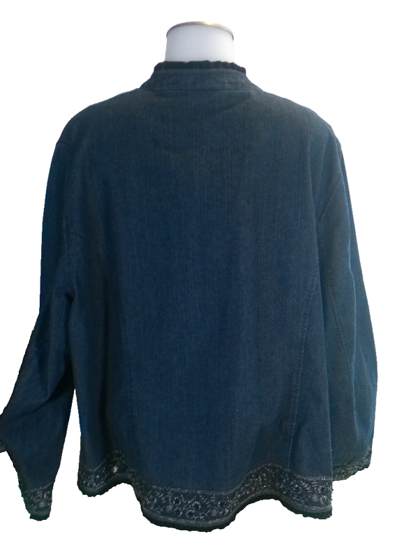 Denim Jacket Embellished Womens Units Size 3XL Open