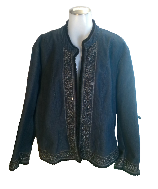 Denim Jacket embellished Womens Units Size 3XL Open
