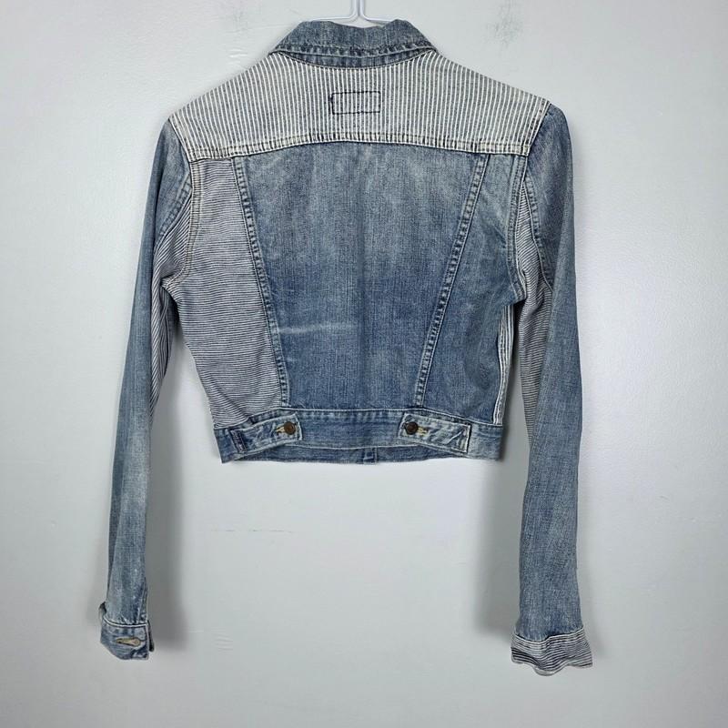 Denim & Supply Ralph Lauren Patchwork Cropped Jean Jacket Blue Stripe XS