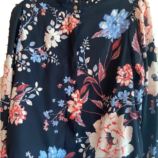 DG2 By Diane Gilman Floral Printed Lightweight Bomber Jacket NAVY 2X