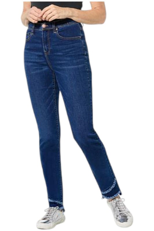 DG2 by Diane Gilman Women's Denim Frayed Hem Skinny Jean Indigo