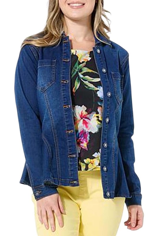 DG2 by Diane Gilman Women's Soft&Sleek Fit&Flare Denim Jacket Indigo