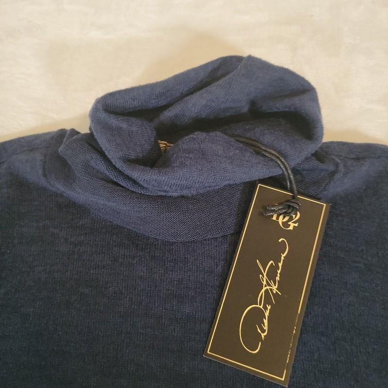 DG2 Diane Gilman Asymmetric Turtleneck Sweater Dress Navy Women’s Size S 64621
