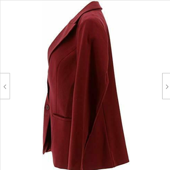 DG2 Diane Gilman Ponte Knit Boyfriend Blazer Burgundy[ 3X]