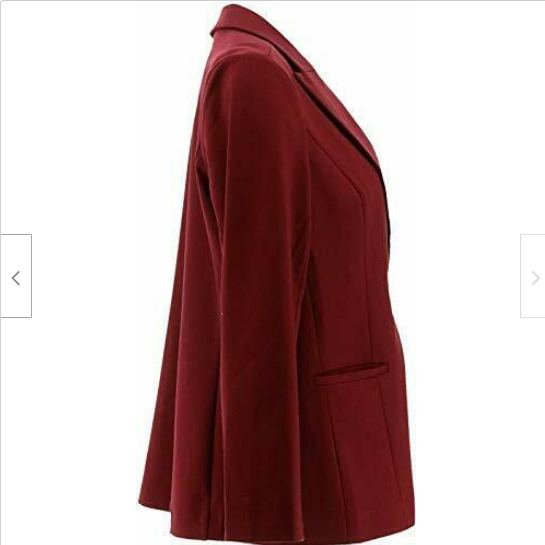 DG2 Diane Gilman Ponte Knit Boyfriend Blazer Burgundy[ 3X]