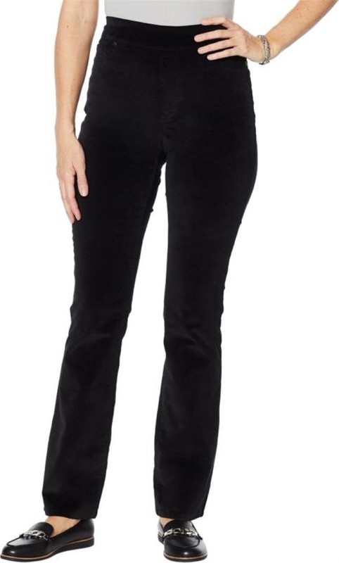 DG2 Diane Gilman Stretch Velvet Pull-On Boot-Cut Jean Black 2X NEW (514)