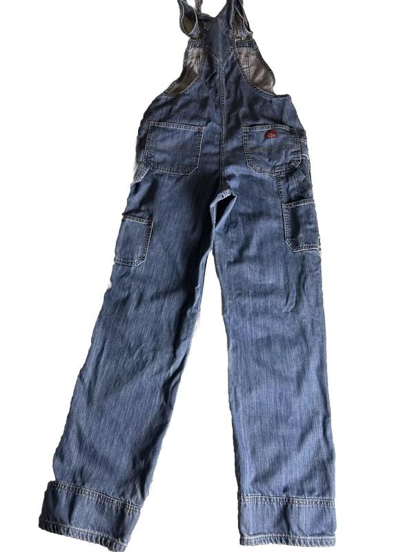 Dickies Women’s Denim Blue Long Pants Overalls Farm Work Adjustable Size XS