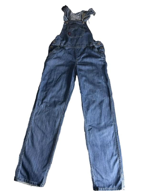 Dickies Women’s Denim Blue Long Pants Overalls Farm Work Adjustable Size XS