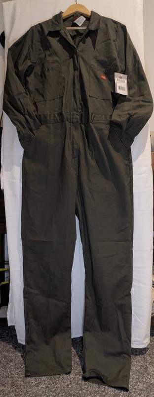 Dickies Women’s L Jumpsuit 100% Cotton Olive Green New Long Sleeve Coverall