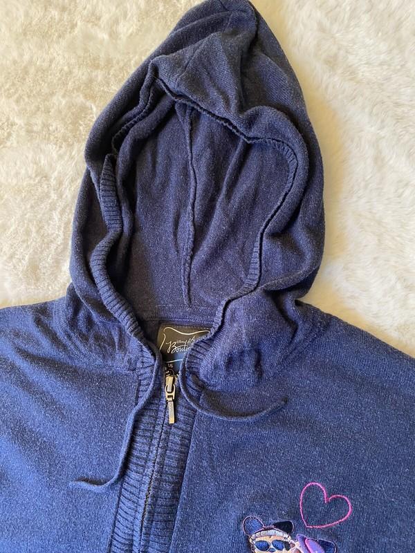 Disney Boutique Sweater Women's S Jacket Full Zip Hooded Blue Mickey Minnie