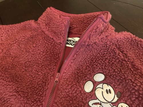 Disney Jacket Womens Large Red Burgundy Mickey Mouse Fleece Mousewear Embroidere