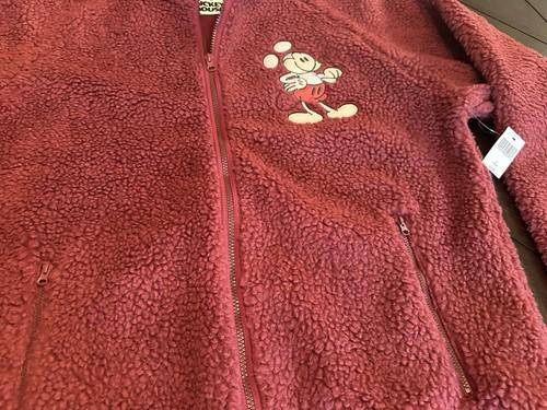 Disney Jacket Womens Large Red Burgundy Mickey Mouse Fleece Mousewear Embroidere