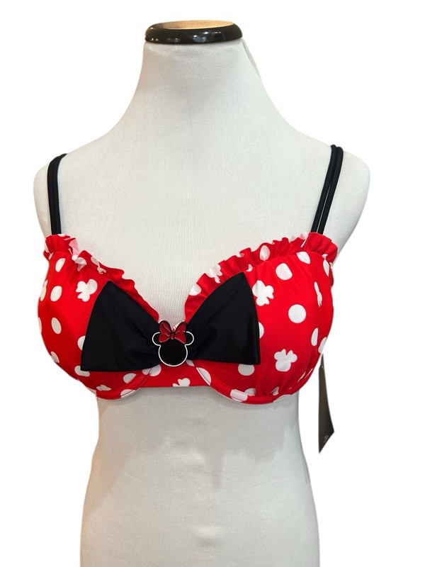 Disney Minnie Mouse Polka Dot Print Bikini Swim Suit Top Bottoms Hot Topic Sz M