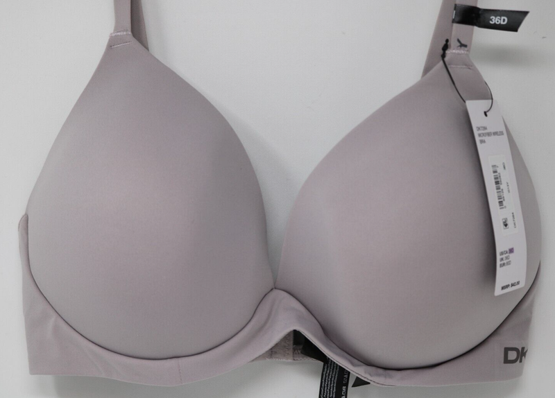 DKNY DK7284 Microfiber Wireless T-Shirt Padded Plunge Bra 36D Jetsetter Gray NWT